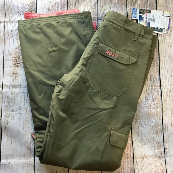 Roxy Snowboard Army Green SnowPants size Small - Picture 1 of 9
